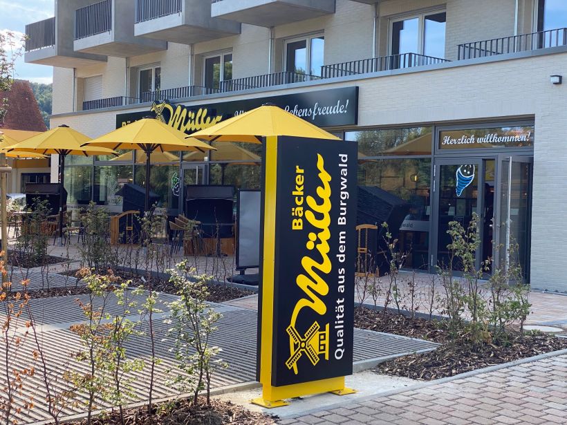 Bäcker Müller, Filiale in Marburg, Gisselberger Str., Außen-Ansicht